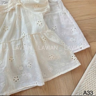 Áo kiểu babydoll dáng ngắn viền cổ thắt nơ dễ thương LAVIAN A33