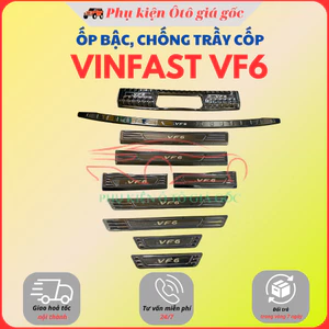 Ốp bậc cửa, nẹp bước chân và chống trầy cốp trong và ngoài xe Vinfast VF6 Vân Titan Hàng cao cấp