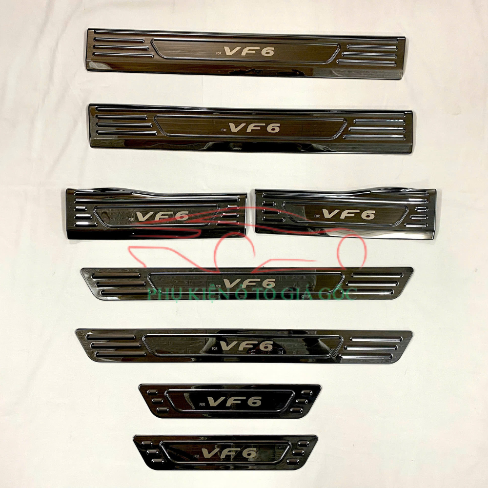 Ốp bậc cửa, nẹp bước chân và chống trầy cốp trong và ngoài xe Vinfast VF6 Vân Titan Hàng cao cấp