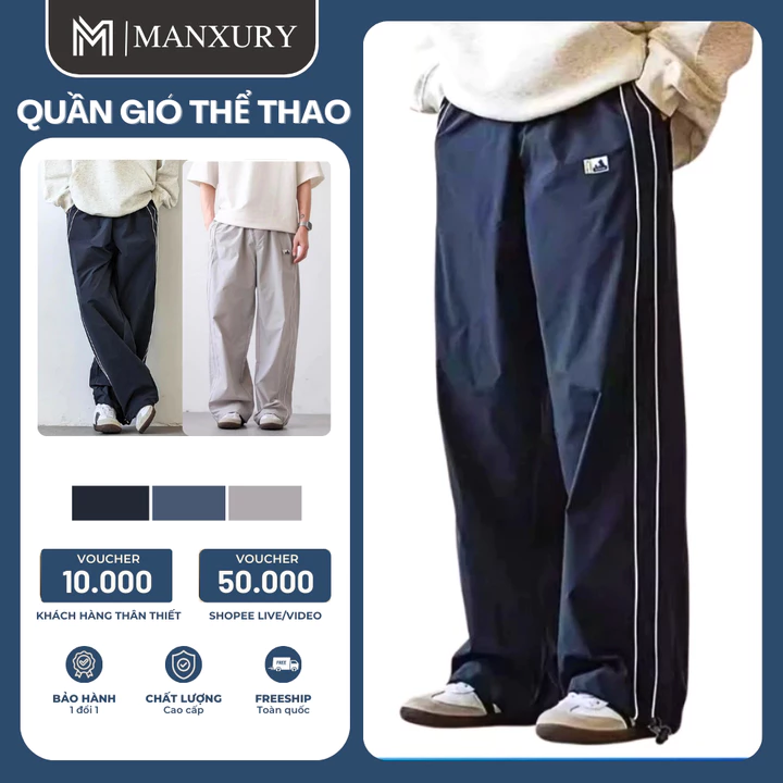 [DEAL MỞ BÁN] Quần gió thể thao nam nữ có dây rút dáng rộng trẻ trung dễ phối đồ hợp thời trang Q02