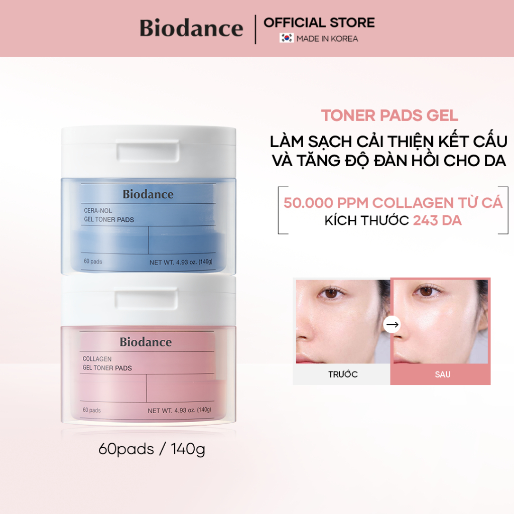 Ảnh BIODANCE Toner Pad Dạng Gel Collagen Tăng Cường Đàn Hồi Da Dưỡng Ẩm Thu Nhỏ Lỗ Chân Lông 140g 1