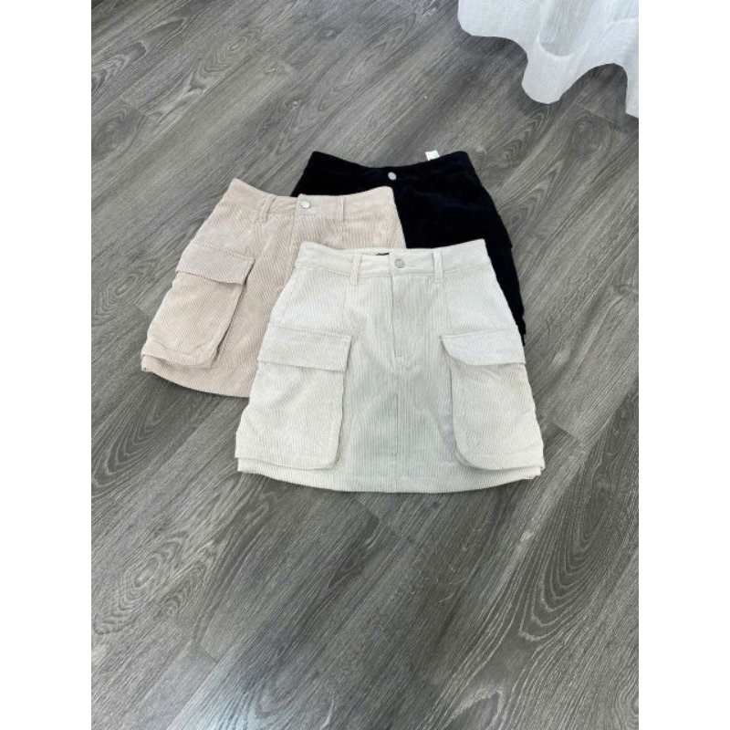 (Sale) Chân váy nhung túi hộp có quần Massim0*
