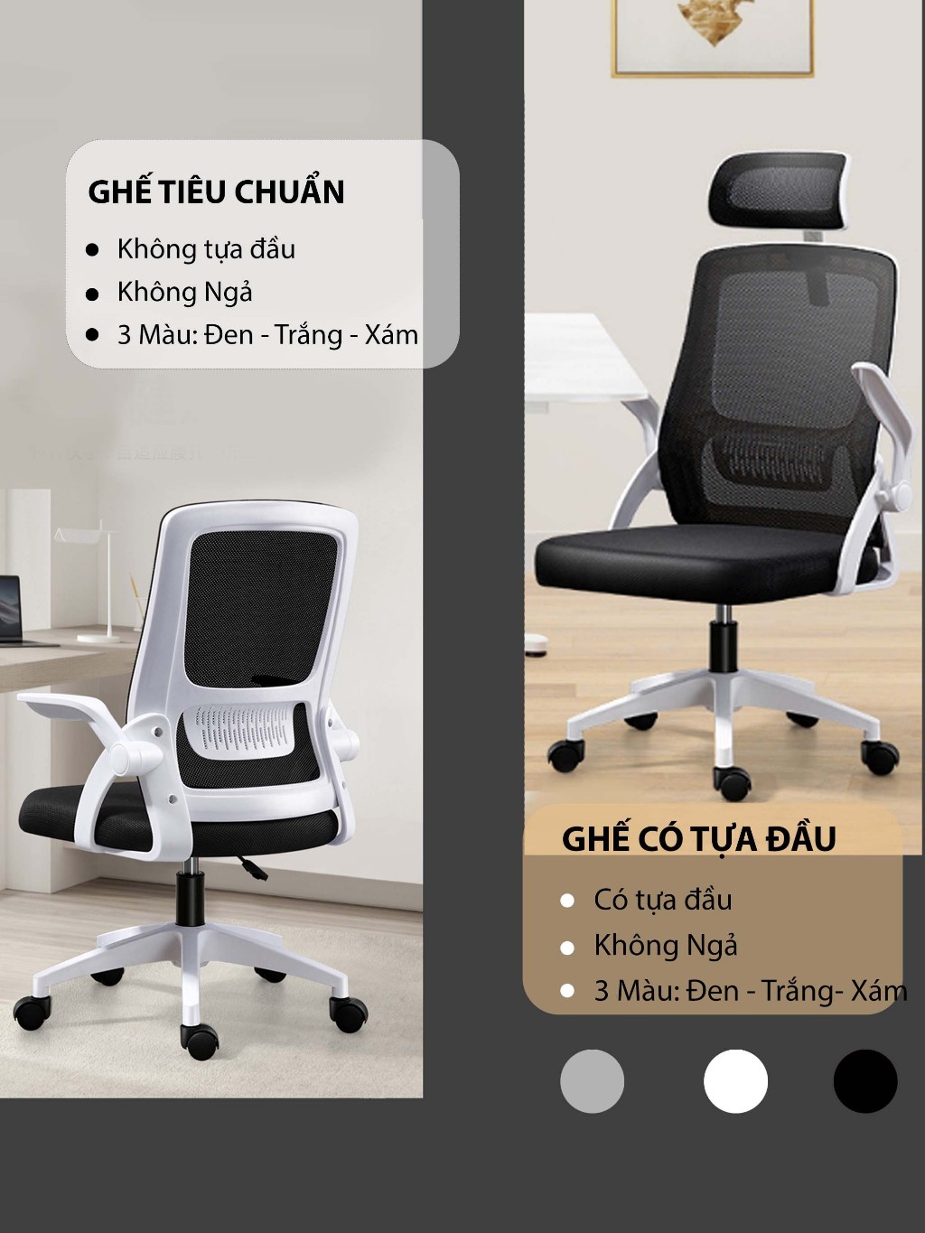 Ảnh Ghế xoay văn phòng AVOHOME - Lưng lưới thoáng mát, tựa đầu, điều chỉnh độ cao chống mỏi, tay gập thông minh 2