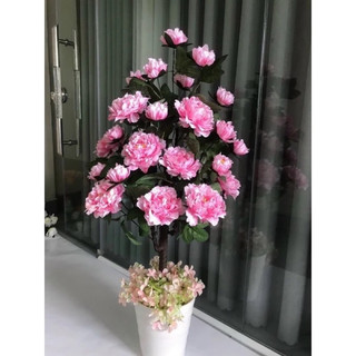 Cây hoa mẫu đơn cao 1m decor - Cây hoa giả ( không kèm chậu)
