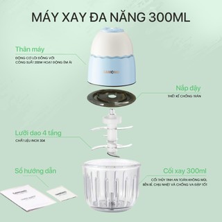 Máy xay thực phẩm mini đa năng Samono SW-MC200S 200W 300ml xay cháo rau củ, thịt -Lưỡi Dao Lớn Không Gỉ 8 cánh