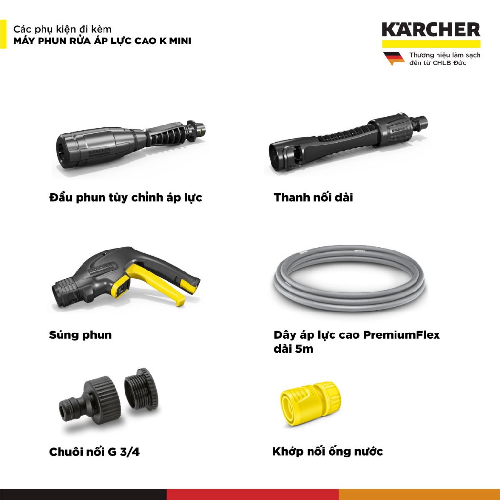 Ảnh Máy phun rửa áp lực cao Karcher K Mini - Công suất 1400W, áp lực tối đa 110 bar nhỏ gọn - Bảo hành 24 tháng 3