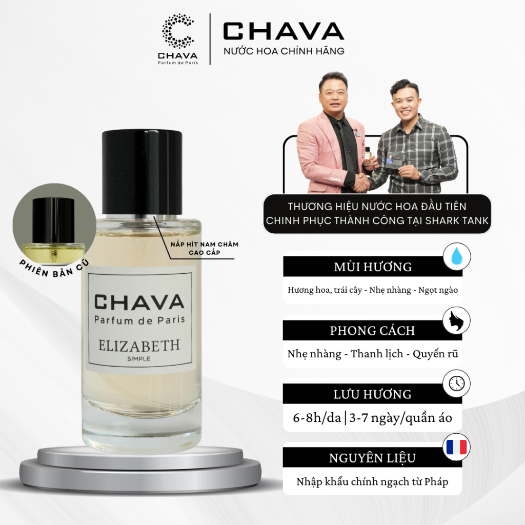 Nước Hoa Nữ Hương Phấn, Nhẹ Nhàng CHAVA SIMPLE ELIZABETH Hương Hoa Tươi ...