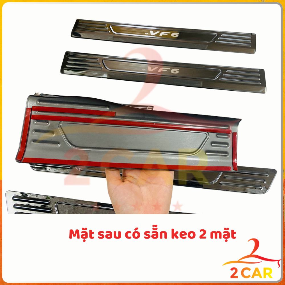 Ốp bậc cửa, nẹp bước chân, chống trầy cốp trong, ngoài xe Vinfast VF6 Vân Titan Hàng cao cấp