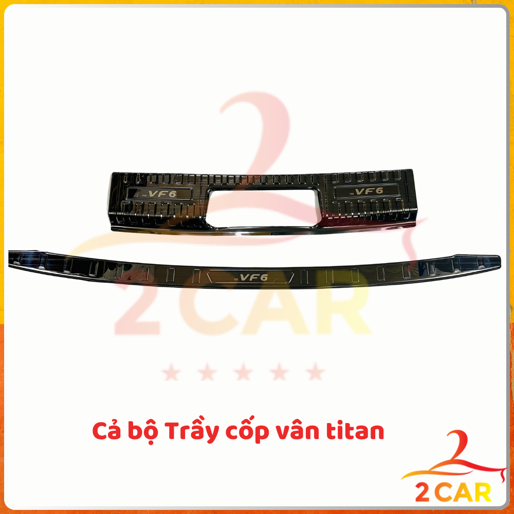 Ốp bậc cửa, nẹp bước chân, chống trầy cốp trong, ngoài xe Vinfast VF6 Vân Titan Hàng cao cấp