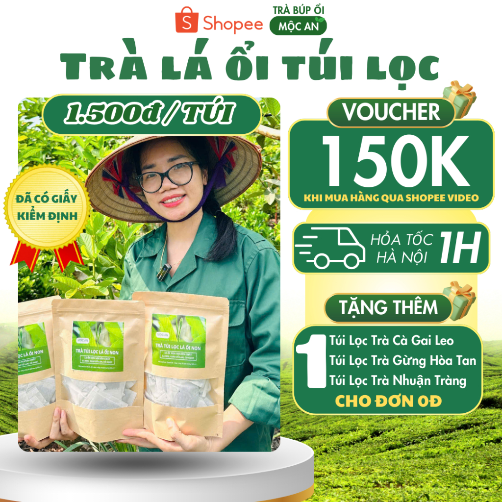 4 bịch 160 gói trà ổi Mộc An - Trà Từ Thiên Nhiên, Tea
