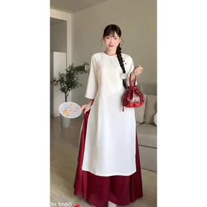 áo dài trắng cặp sét mẹ và bé