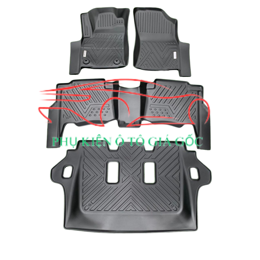 Thảm lót sàn NHỰA 5D TRÀN VIỀN xe Toyota Innova 2006- 2015, 2017-2022 Thảm NHỰA TPE 5D đúc nguyên khối theo xe - 3 hàng