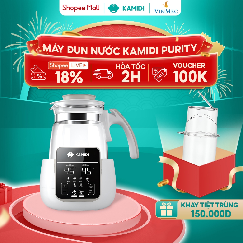 Ảnh Máy Đun Nước Pha Sữa Kamidi Purity Đa Năng Tích Hợp Tiệt Trùng Bình Sữa 1
