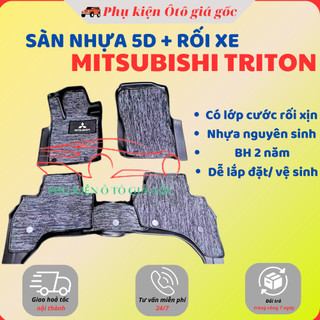 Thảm lót sàn NHỰA 5D TRÀN VIỀN xe Mitsubishi Triton 2015-2023-2024-2025 Thảm NHỰA TPE 5D đúc nguyên khối theo xe -2 hàng