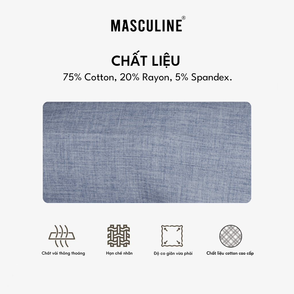 Quần tây âu short nam MASCULINE MSA25.7 ngắn thời trang nam cao cấp phom đẹp chất cotton