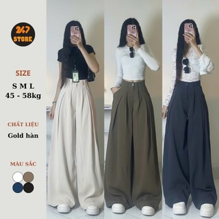 [Ống 38cm] Quần Ống Siêu Rộng Gold Dáng Suông Xếp Ly Ống Rộng Dài Chùm Phủ Chân Quansuong390
