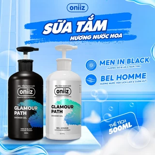 Sữa tắm hương nước hoa Oniiz, Gel tắm Bel Homme & Men In Black hương thơm hiện đại, nam tính 500ml
