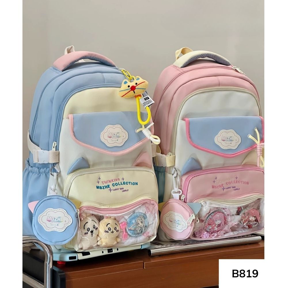 Balo đi học phối màu dễ thương cho học sinh cấp 2 , cấp 3 phong cách ulzzang hàn quốc B819 gagastore