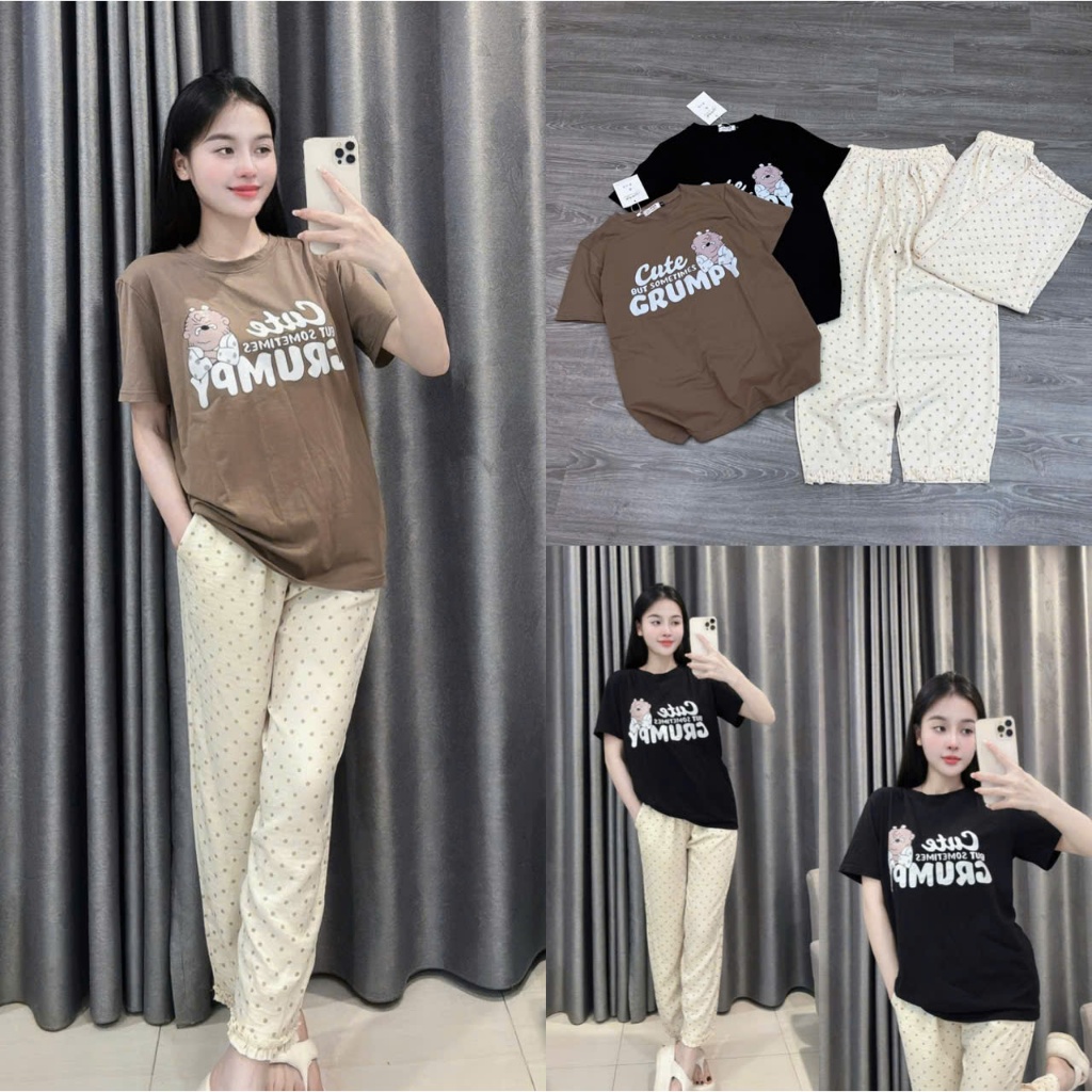 2026. [IN CUTE- QUẦN BI] Sét áo cộc tay cotton+ quần đũi baggy viền bèo. Đủ size SMLXL 40kg- 70kg