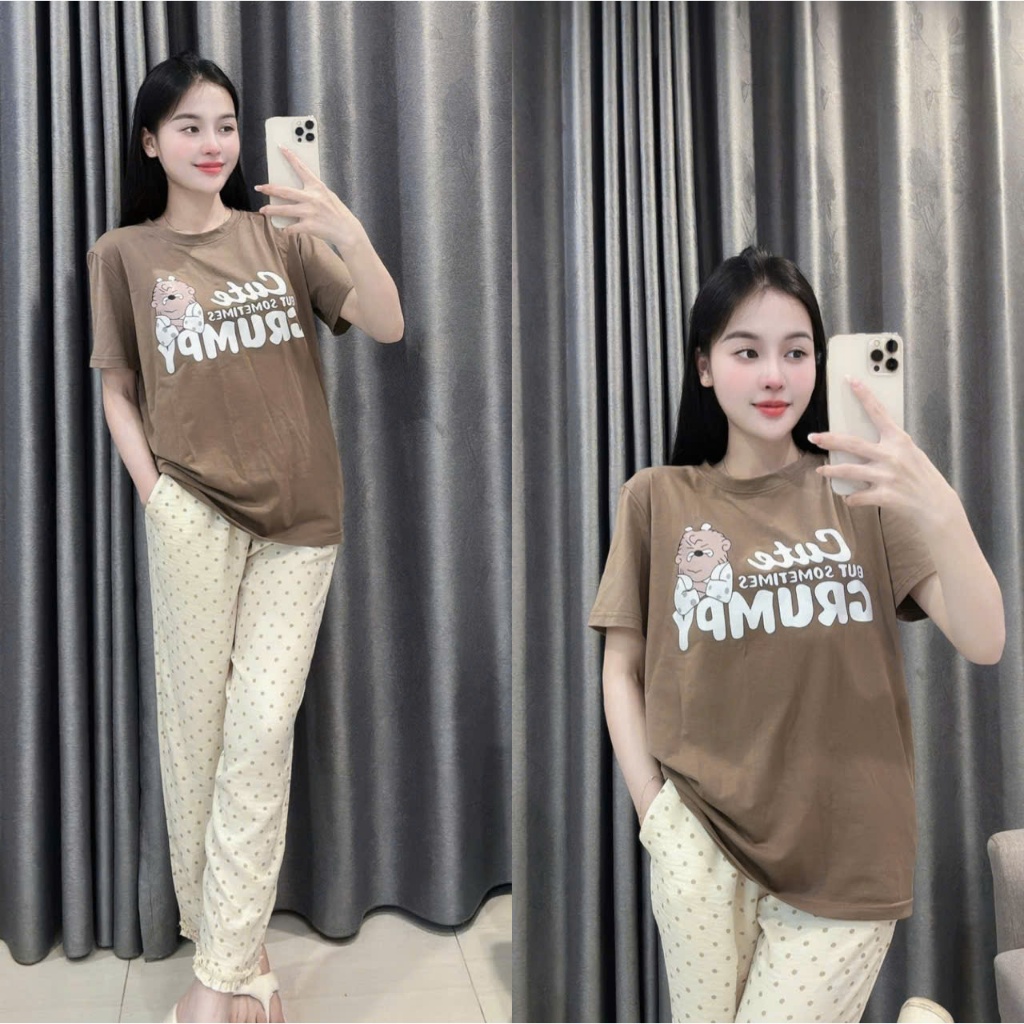 2026. [IN CUTE- QUẦN BI] Sét áo cộc tay cotton+ quần đũi baggy viền bèo. Đủ size SMLXL 40kg- 70kg