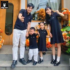 Đồ Gia Đình Fig Tree Áo Váy Polo Cá Sấu Màu Đen Co Giãn, Hàng Thiết Kế Đủ Size + Hình Cận Cảnh