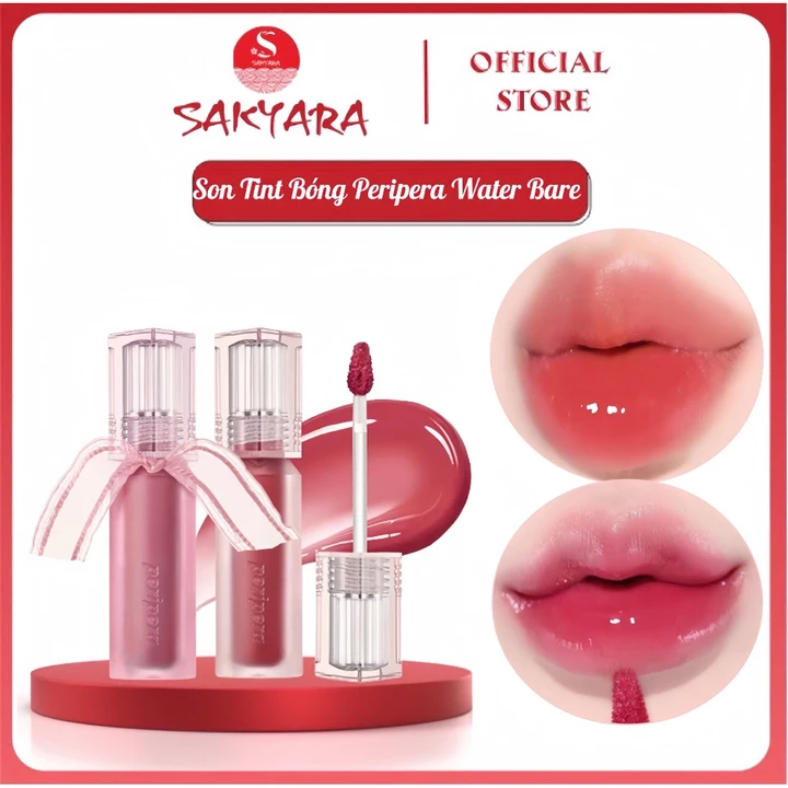 Son Tint Bóng Peripera Water Bare Tint Ink 3.8g thiết kế nắp vuông chất son nhẹ cấp ẩm cao, lâu trôi