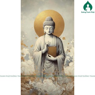 Tranh Phật Thích ca mâu ni siêu bóng Tráng gương để bàn treo tường
