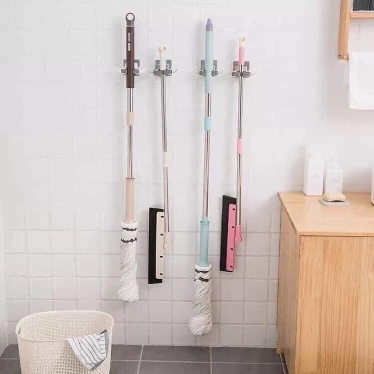 MÓC TREO KẸP CHỔI DÁN TƯỜNG SIÊU TIỆN DỤNG