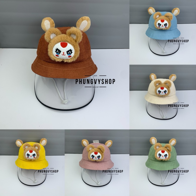 BÉ Dưới 2 Tuổi_Mũ chống giọt bắn chắn gió bụi bucket tai bèo vành phungvyshop-nón /Bo "KIẾNG" BabyThree NHÍ MẶT NÂU BB3/