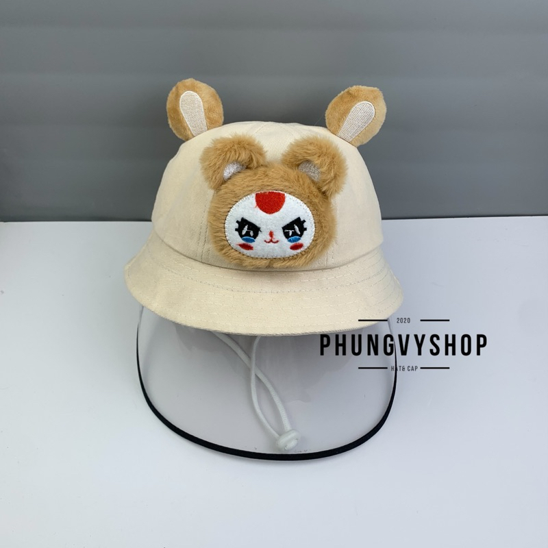 BÉ Dưới 2 Tuổi_Mũ chống giọt bắn chắn gió bụi bucket tai bèo vành phungvyshop-nón /Bo "KIẾNG" BabyThree NHÍ MẶT NÂU BB3/