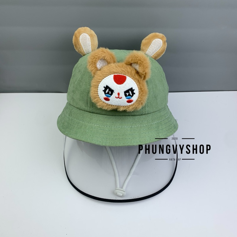 BÉ Dưới 2 Tuổi_Mũ chống giọt bắn chắn gió bụi bucket tai bèo vành phungvyshop-nón /Bo "KIẾNG" BabyThree NHÍ MẶT NÂU BB3/