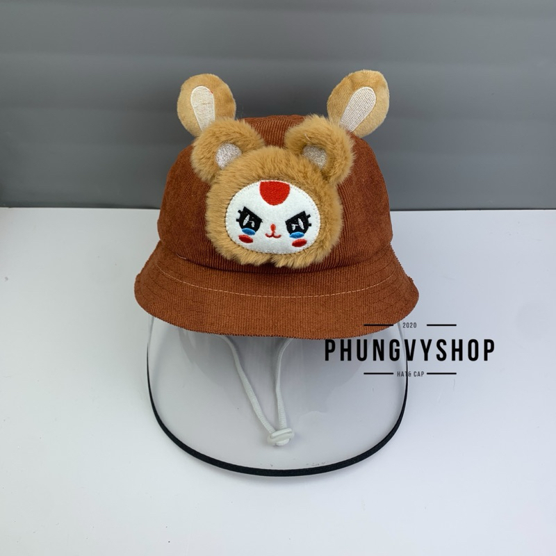 BÉ Dưới 2 Tuổi_Mũ chống giọt bắn chắn gió bụi bucket tai bèo vành phungvyshop-nón /Bo "KIẾNG" BabyThree NHÍ MẶT NÂU BB3/