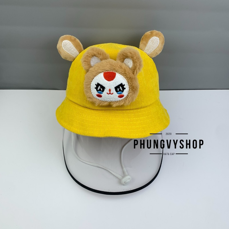 BÉ Dưới 2 Tuổi_Mũ chống giọt bắn chắn gió bụi bucket tai bèo vành phungvyshop-nón /Bo "KIẾNG" BabyThree NHÍ MẶT NÂU BB3/