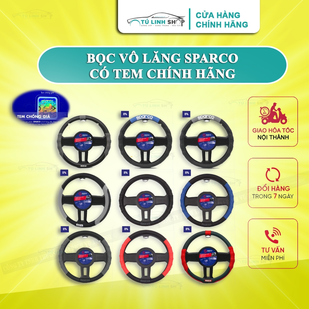 Bọc vô lăng chính hãng SPARCO mã mới, đủ 3 màu