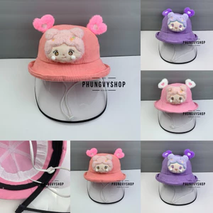 BÉ 2-3Tuổi_Mũ chống giọt bắn chắn gió bụi bucket tai bèo vành phungvyshop-nón /Bo "KIẾNG" NHÍ LẬT BÚP BÊ TAI TIM NHUNG/