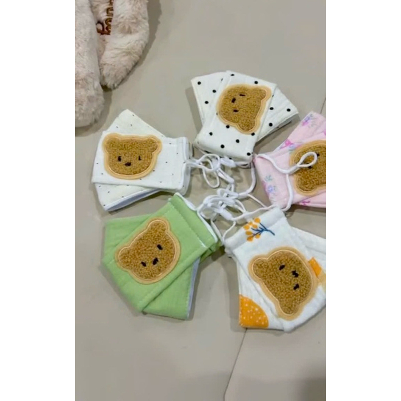 Combo 10 Chiếc Khẩu Trang Xô Muslin Đính Gấu Cho Bé 0-4 Tuổi Nhà Liena'S Closet KT04