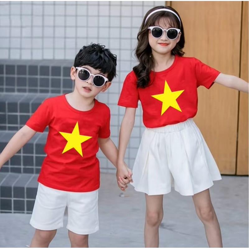 (Tặng cờ vẫy hoặc băng rôn) Áo thun cờ đỏ sao vàng việt nam cho bé và ...