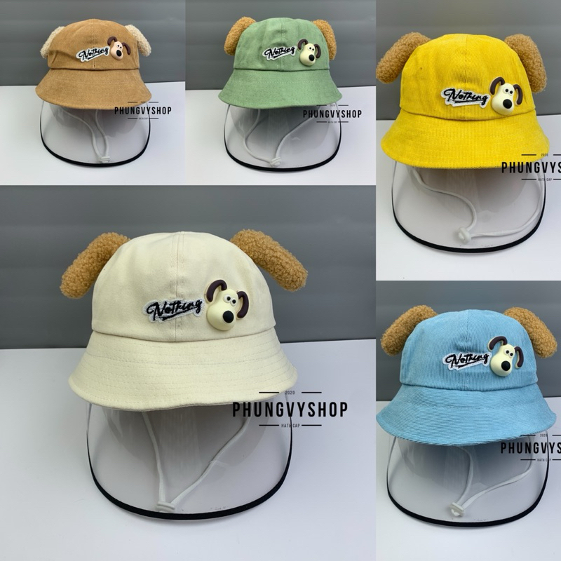 BÉ 2-5 Tuổi_Mũ chống giọt bắn chắn gió bụi mưa bucket tai bèo vành phungvyshop-nón / Bo "KIẾNG" CHO NOTHING/