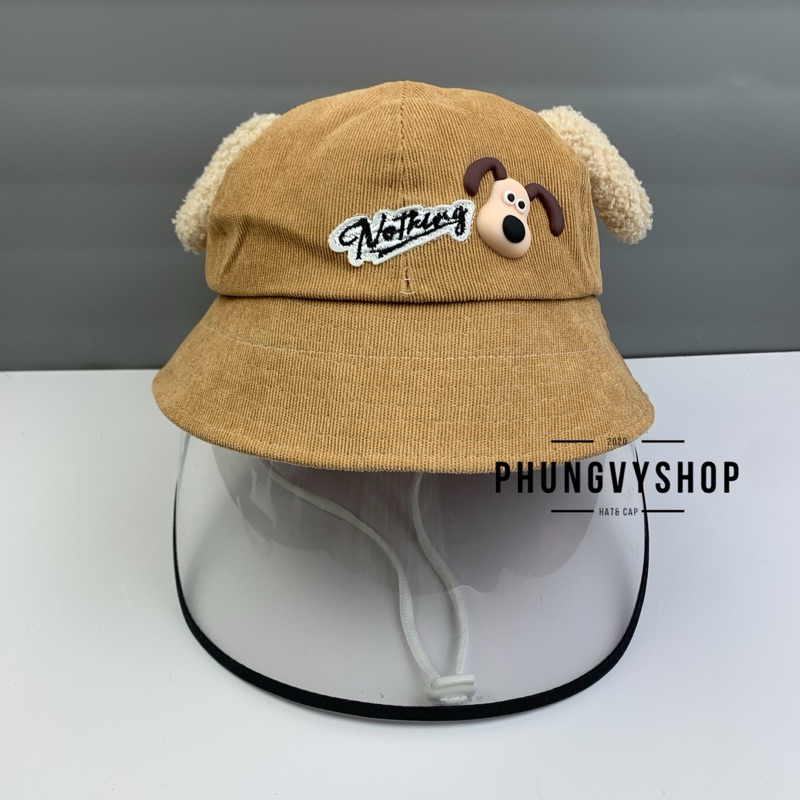 BÉ 2-5 Tuổi_Mũ chống giọt bắn chắn gió bụi mưa bucket tai bèo vành phungvyshop-nón / Bo "KIẾNG" CHO NOTHING/