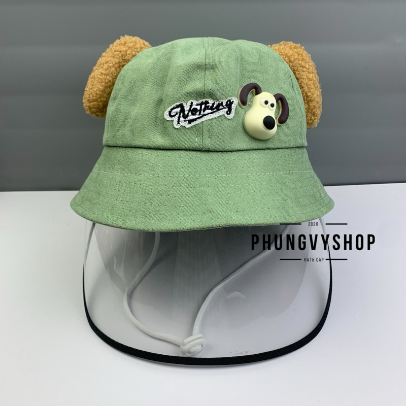 BÉ 2-5 Tuổi_Mũ chống giọt bắn chắn gió bụi mưa bucket tai bèo vành phungvyshop-nón / Bo "KIẾNG" CHO NOTHING/