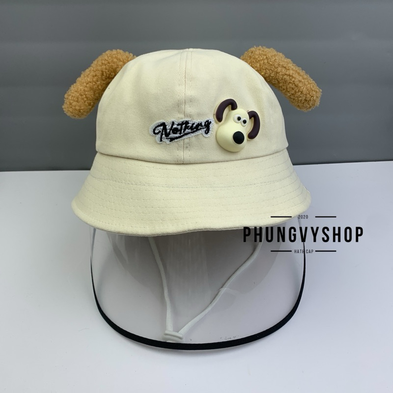 BÉ 2-5 Tuổi_Mũ chống giọt bắn chắn gió bụi mưa bucket tai bèo vành phungvyshop-nón / Bo "KIẾNG" CHO NOTHING/