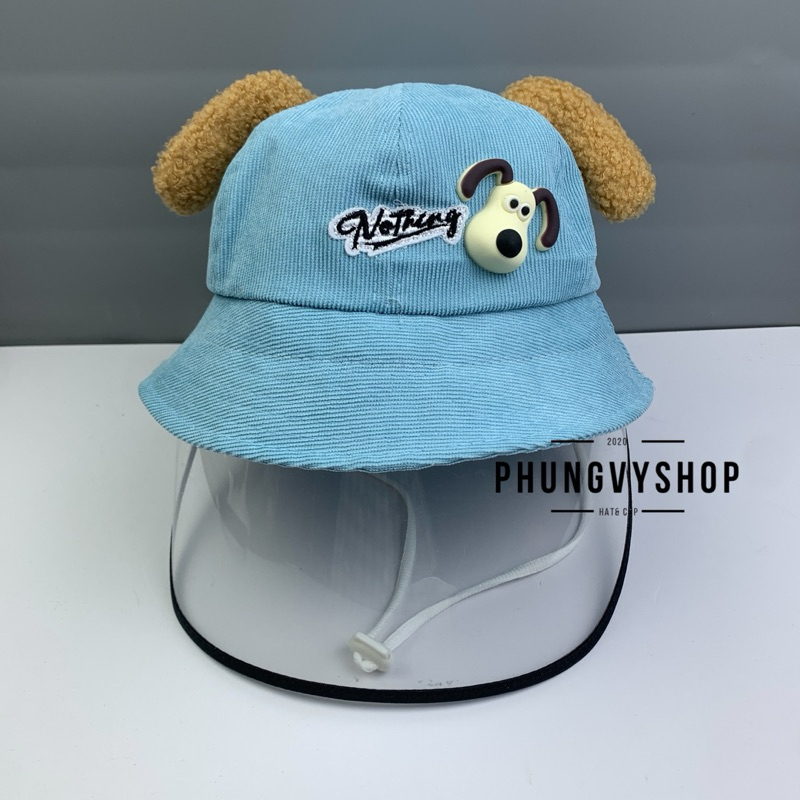 BÉ 2-5 Tuổi_Mũ chống giọt bắn chắn gió bụi mưa bucket tai bèo vành phungvyshop-nón / Bo "KIẾNG" CHO NOTHING/