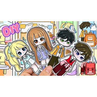 Đồ chơi bóc dán Trường học Gacha - búp bê giấy Gacha