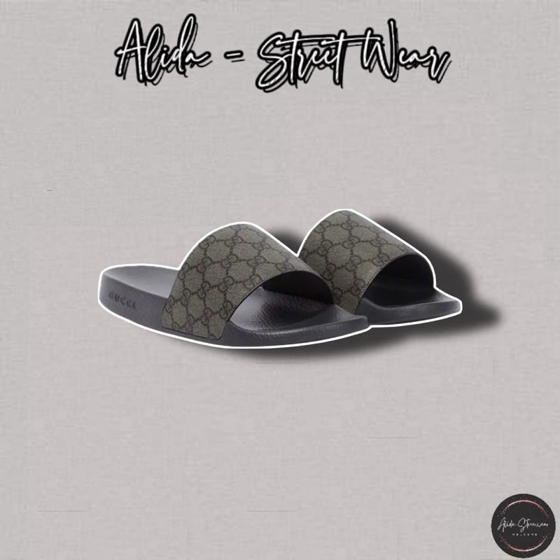 ⚡️[Hight Quality] Dép Lê Quai Ngang Gu11 Black And Grey Slipper - Điểm Nhấn Logo G Đen Xám Cao Cấp Full Box Qccc