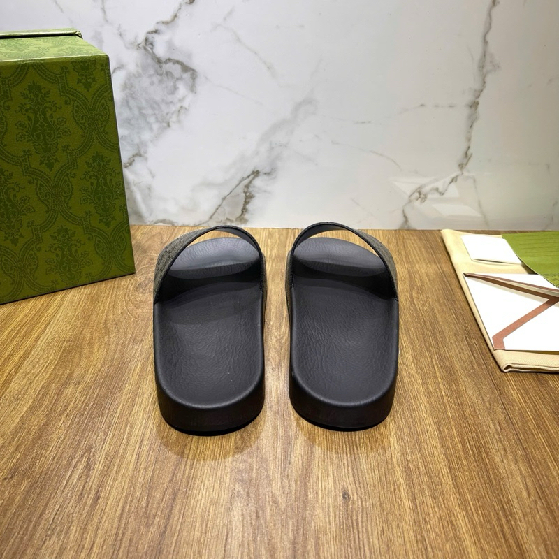 ⚡️[Hight Quality] Dép Lê Quai Ngang Gu11 Black And Grey Slipper - Điểm Nhấn Logo G Đen Xám Cao Cấp Full Box Qccc