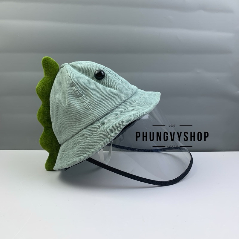 (SALE)BÉ Dưới 2 Tuổi_Mũ chống giọt chắn bụi bucket tai bèo vành phungvyshop-nón /Bo "KIẾNG" KHỦNG LONG CÓ ĐUÔI XANH SAU/