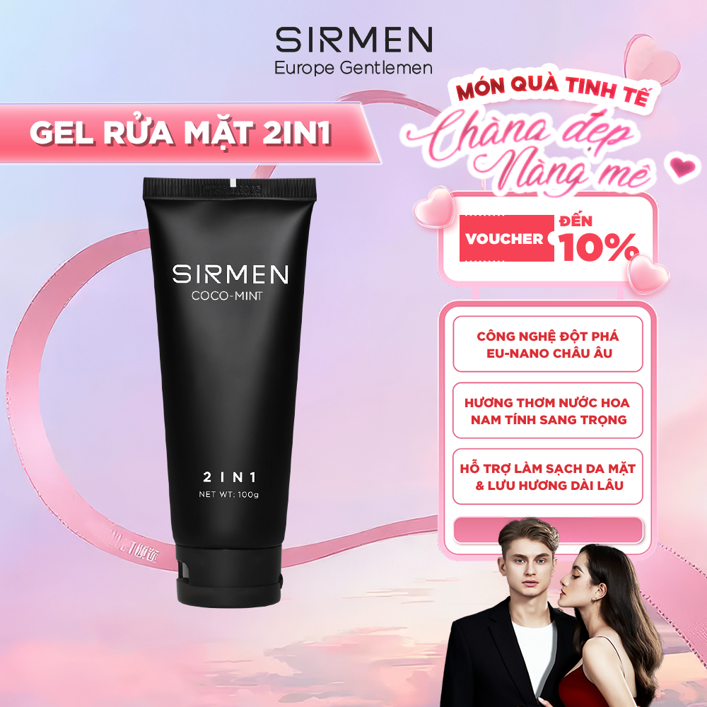 Ảnh Sữa rửa mặt nam 2 in 1 nguyên liệu châu Âu SIRMEN Europe Gentlemen cao cấp 100g chiết xuất tự nhiên công nghệ EU-Nano 1