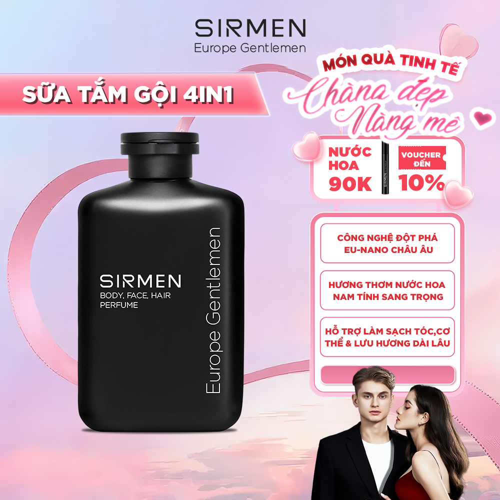 Ảnh Sữa tắm gội nam 4 in 1 hương nước hoa châu Âu SIRMEN Europe Gentlemen cao cấp 350g công nghệ EU-Nano 1