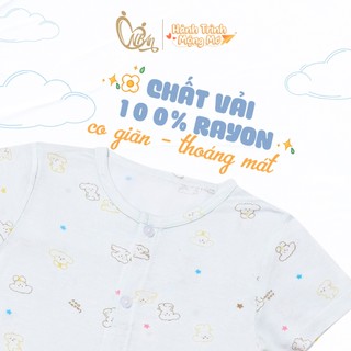 Honey (3-24M) Bộ quần áo cộc tay cài giữa vải rayon mềm mịn, thoáng mát, thấm mồ hôi dành cho bé