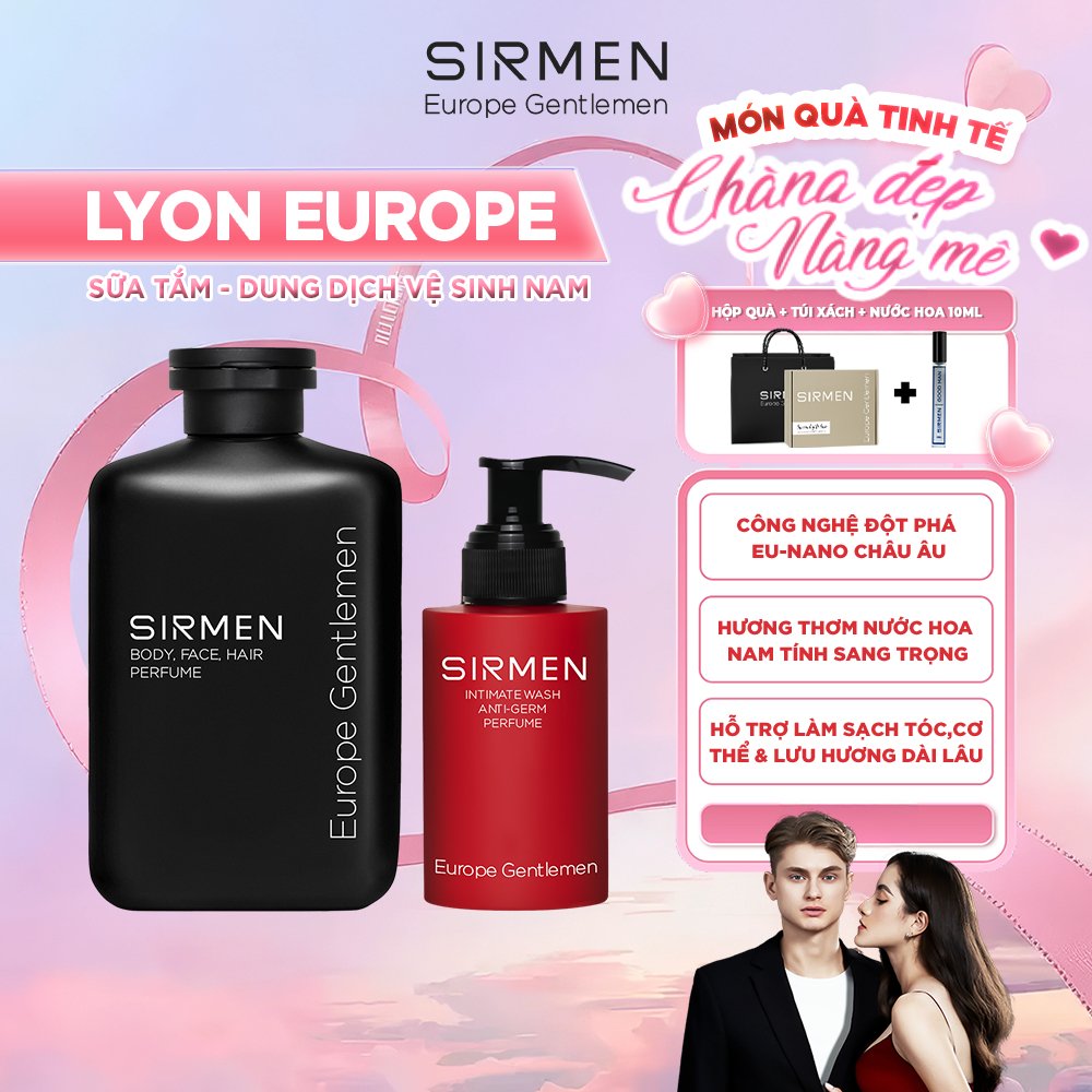 Ảnh Combo LYON EUROPE gồm Sữa tắm gội nam 350g & Dung dịch vệ sinh nam 100g nguyên liệu châu Âu SIRMEN Europe Gentlemen 1